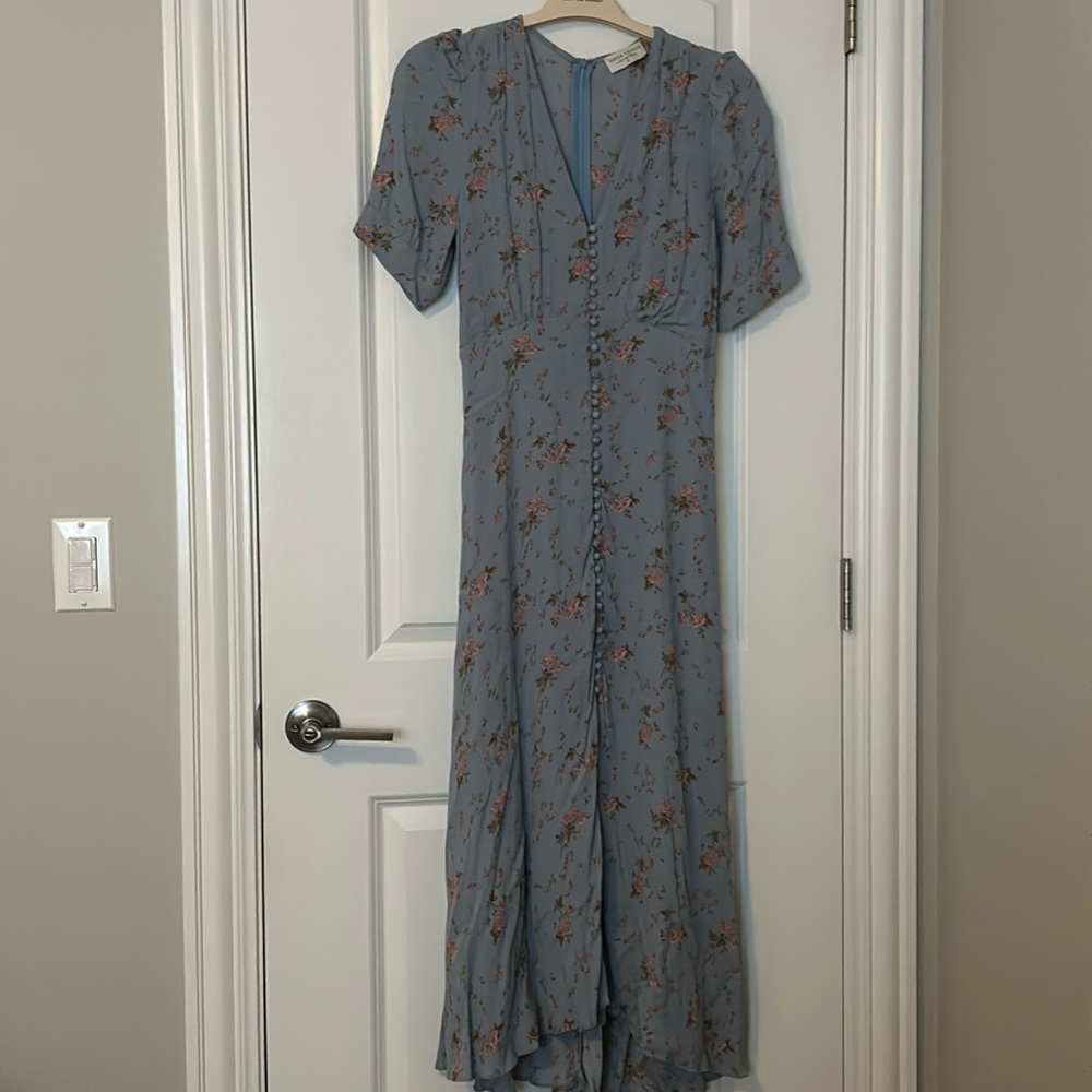 Blue floral midi dress